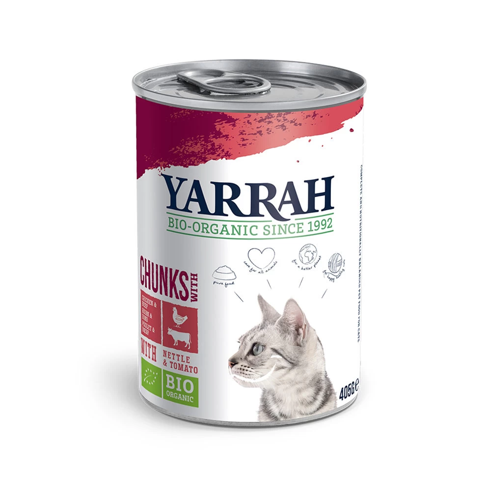 Yarrah - Natvoer Kat Blik Chunks Met Kip & Rund Bio 3 Yarrah - Natvoer Kat Blik Chunks Met Kip & Rund Bio
